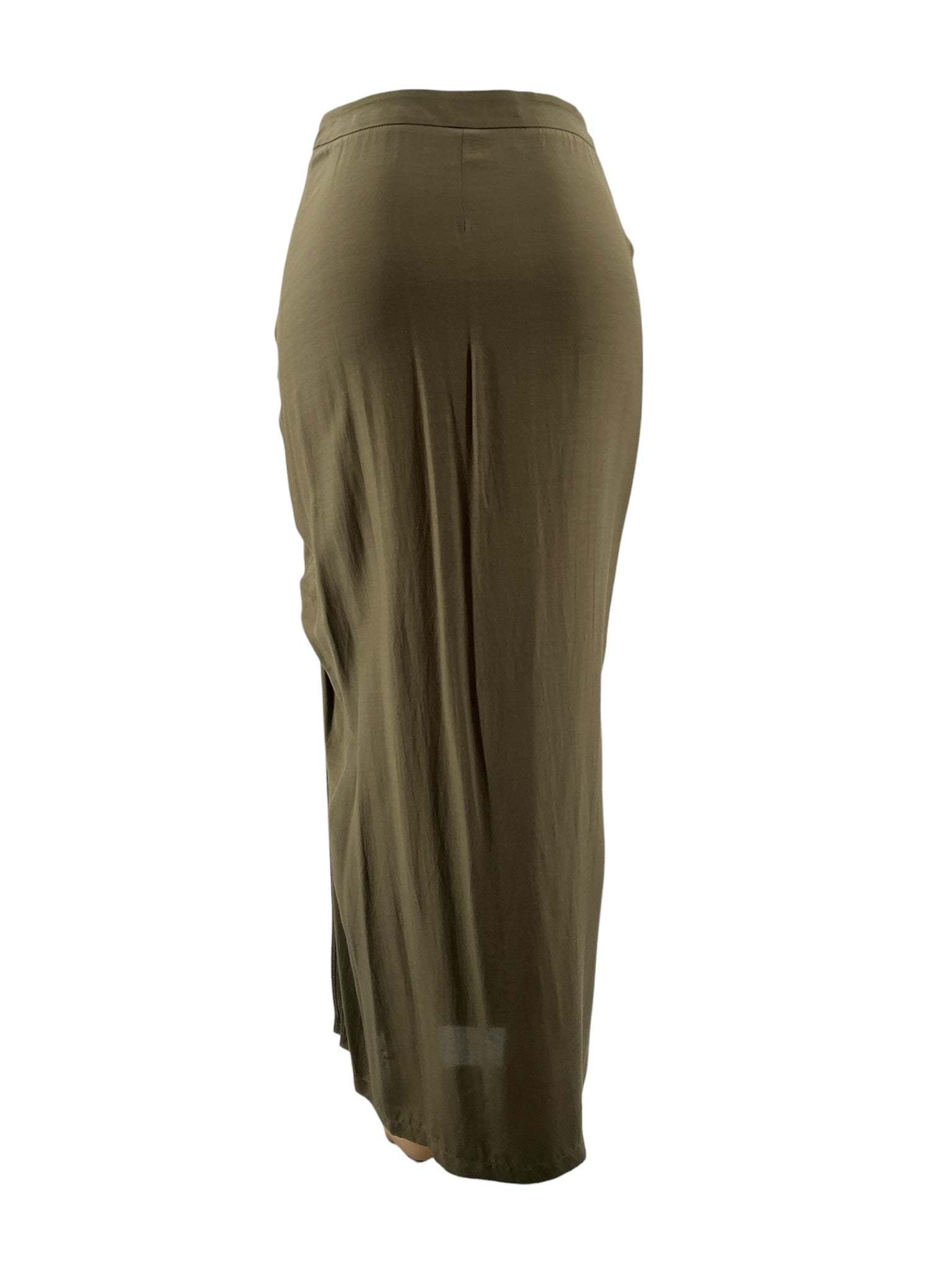 MCQ by Alexander McQueen Army Green Ruched Viscose Maxi Skirt Size Small