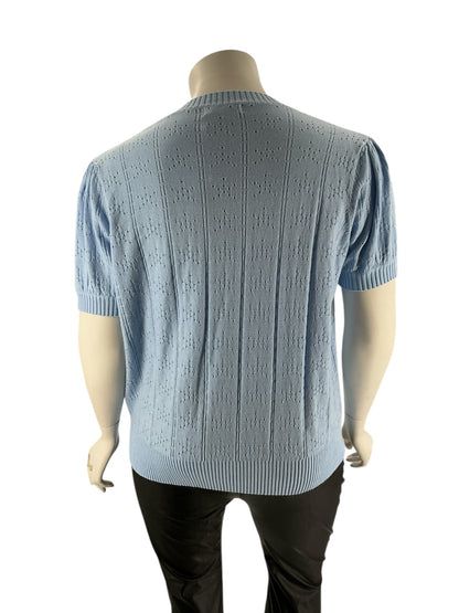 Grace Karin Sky Blue Solid Pre-Owned Ladies Casual Top - Size 2XL