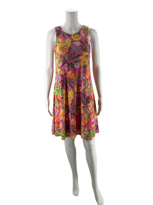 Cappagallo Pink/Green/Orange Fruit Pre-Owned Ladies Dress - Size XS