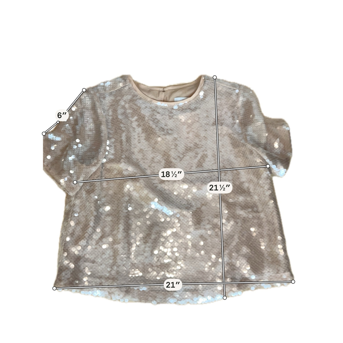 LOFT Peach Sequin Short Sleeve Blouse Medium Top - ONLINE ONLY