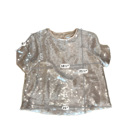 LOFT Peach Sequin Short Sleeve Blouse Medium Top - ONLINE ONLY