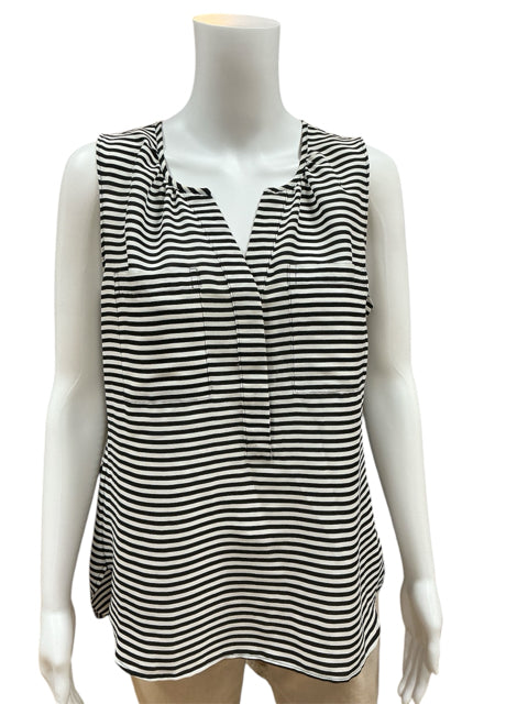 Ann Taylor Size Medium Black/White Striped Pre-Owned Casual Top