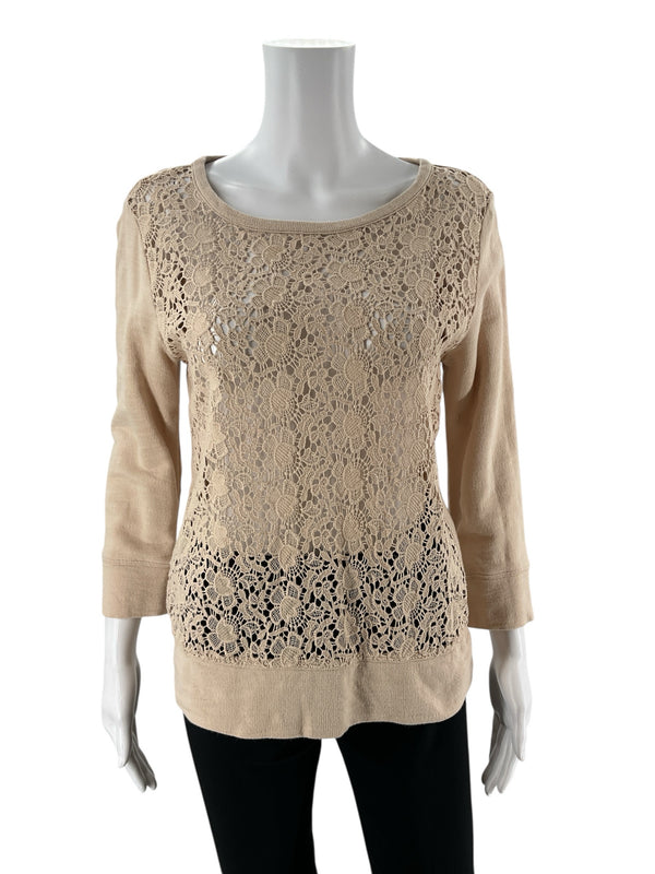 Loft Tan Lace Pre-Owned Ladies Top - Size XS