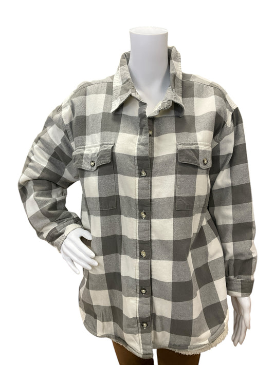 Natural Reflections Size Large White/Gray Checkered Pre-Onwed Ladies Jacket