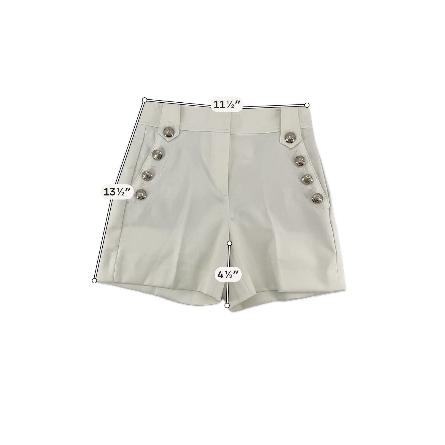 White House Black Market White Shorts White Sailor Shorts with Button Trim Size 2 - Size 2