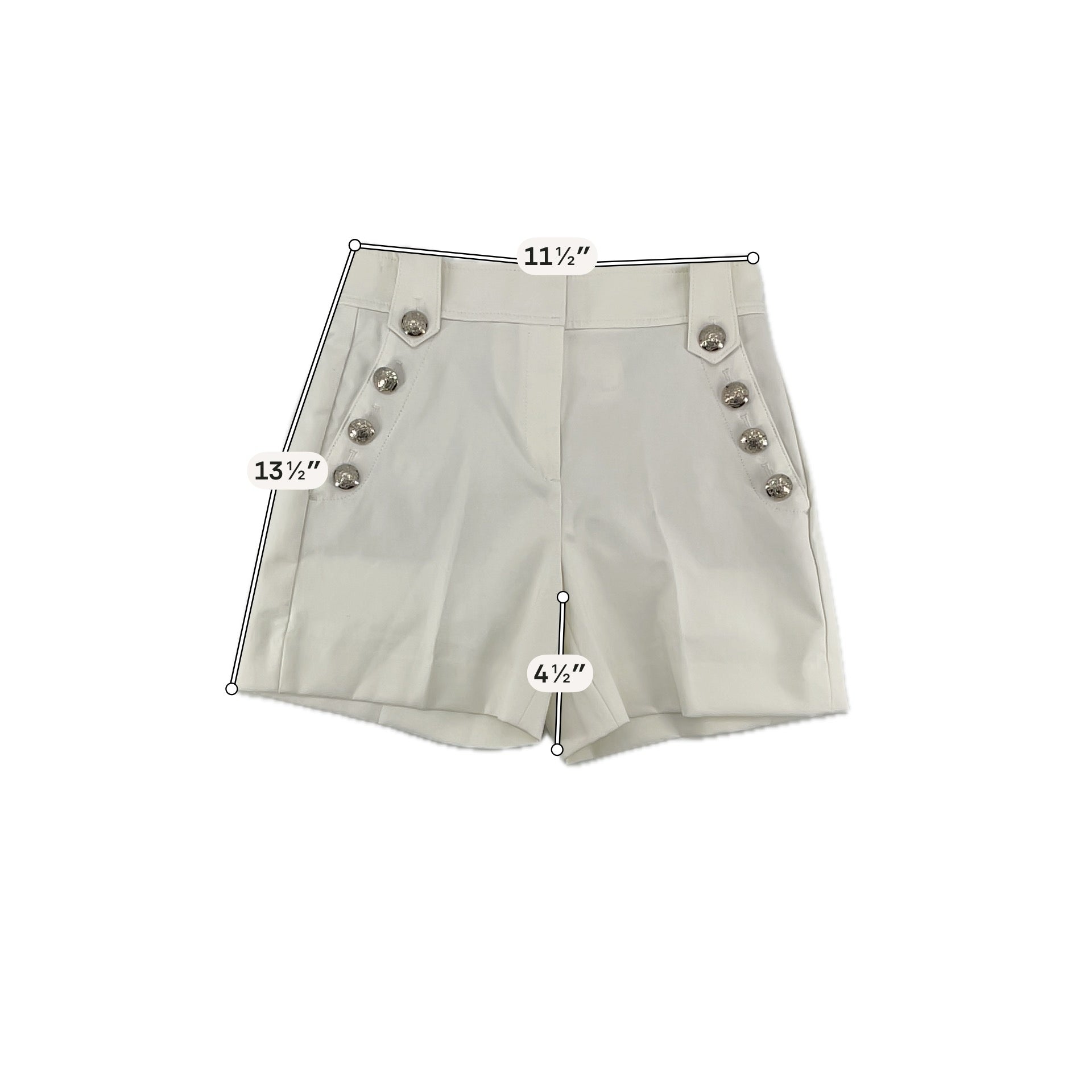 White House Black Market White Shorts White Sailor Shorts with Button Trim Size 2 - Size 2