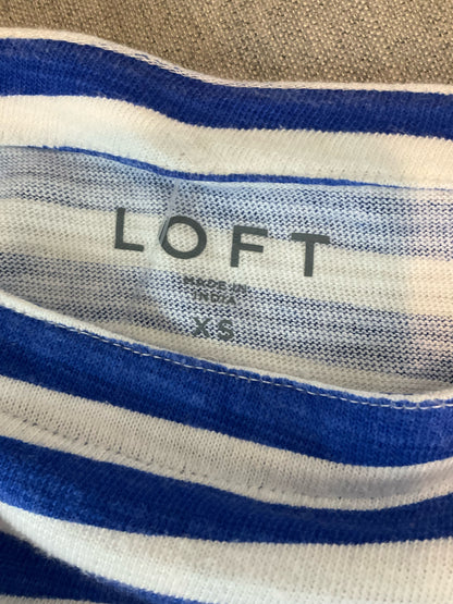 LOFT Lemon Embroidered Blue &amp;amp; White Striped Boatneck Top | Size XS- Downstairs