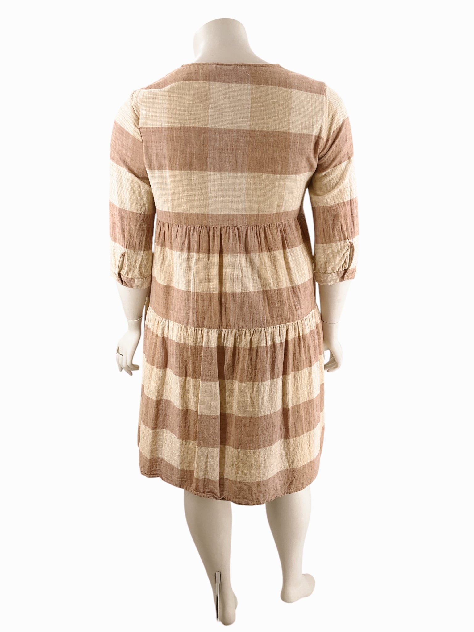 Y.A.S Cream/Mauve Stripe Dress Size XL - rear view