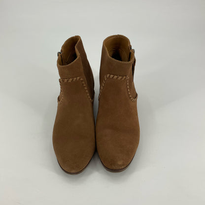 Jack Rogers Liddy Camel Suede Whipstitch Tassel Ankle Boots Womens 9.5