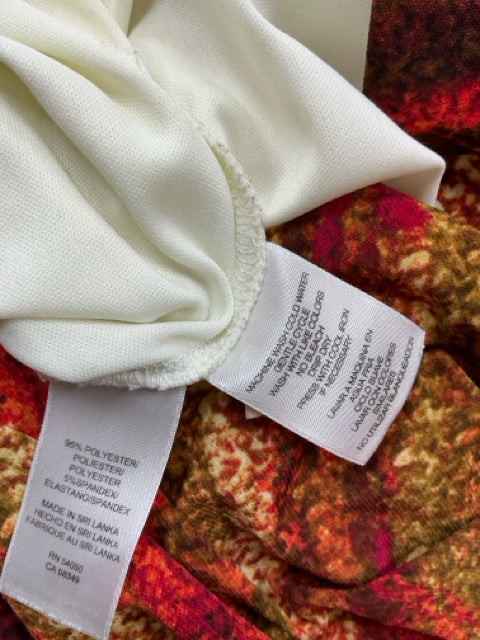 Jones Wear Dress Camel/Orange/Rred Print Pre-Owned Ladies Dress - Size 14 - Margaret’s Fine Consignment