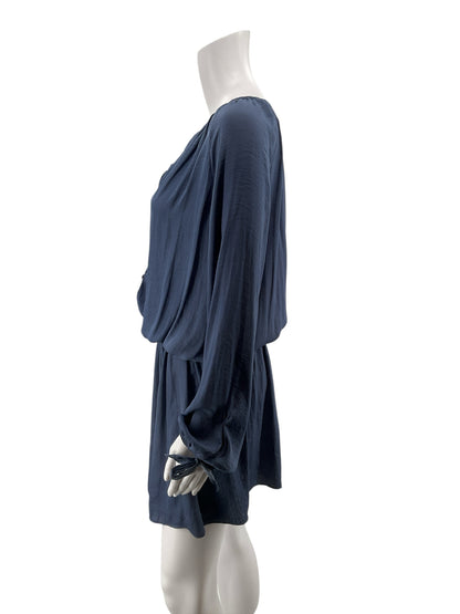do &amp; bedo &amp; be Navy Blue Lace-Up Blouson Sleeve Boho Tunic Dress Size Small
