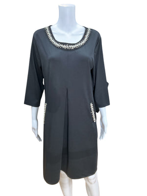 Tracy Negoshian Black Pearls Dress Size Medium