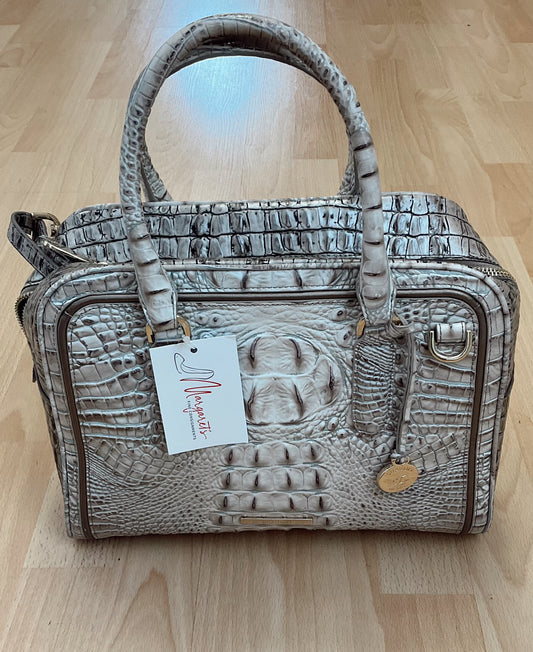 Brahmin cream/gray crocodile Purse