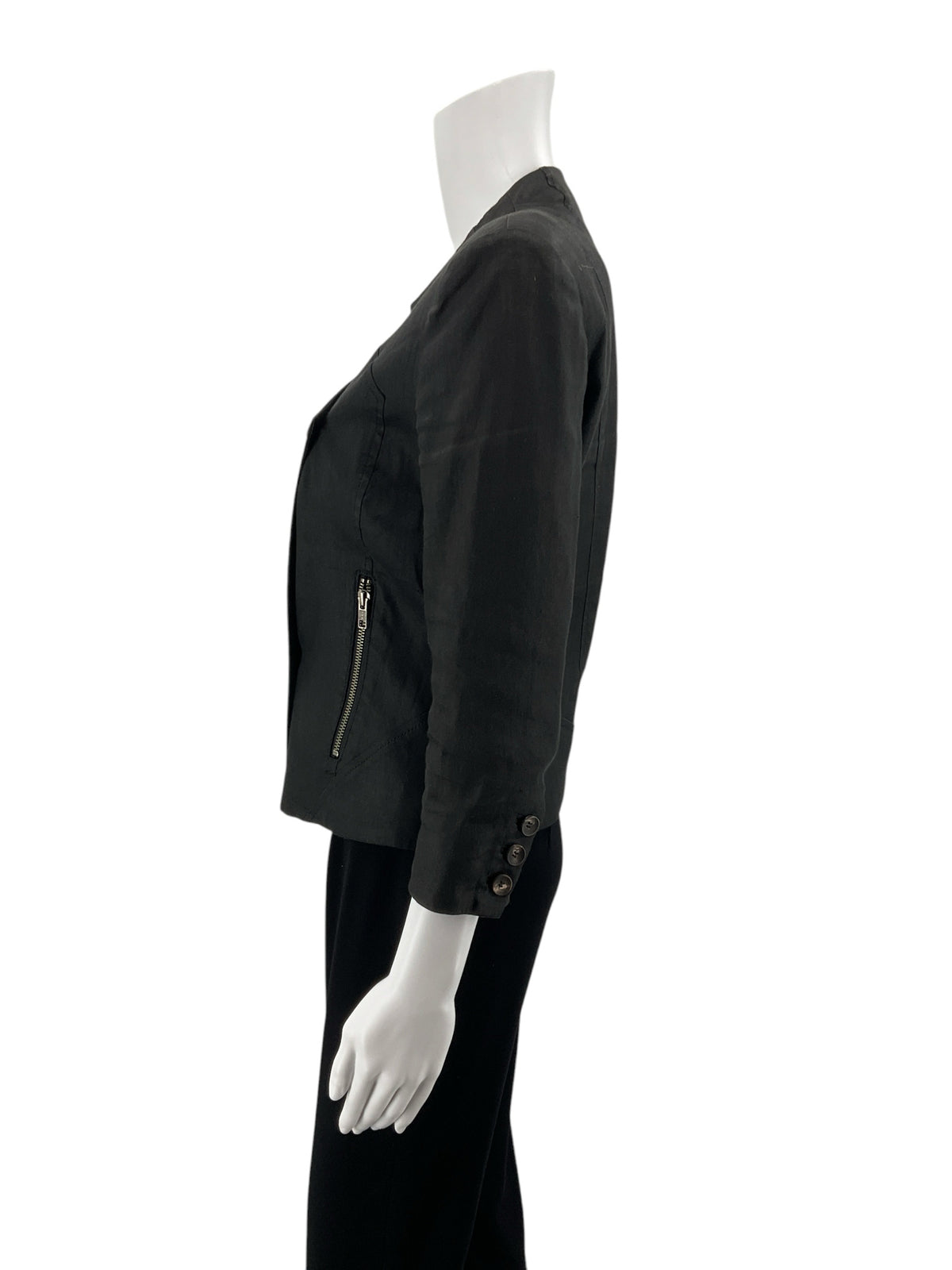 Helmut Lang Asymmetrical Drape Front Blazer Jacket Black Size XS/S