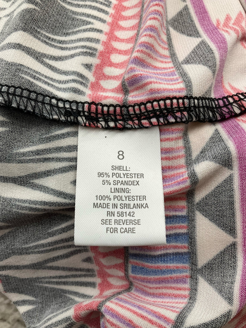 Roz & Ali Pink/Tan/Black Print Pre-Owned Ladies Dress - Size 8