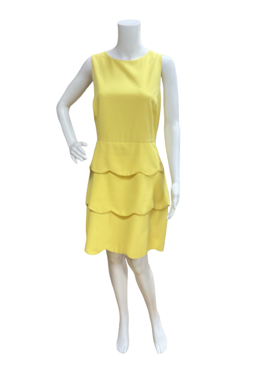 Badgley Mischka Size 14 Yellow Ruffle Pre-Owned Ladies Dress