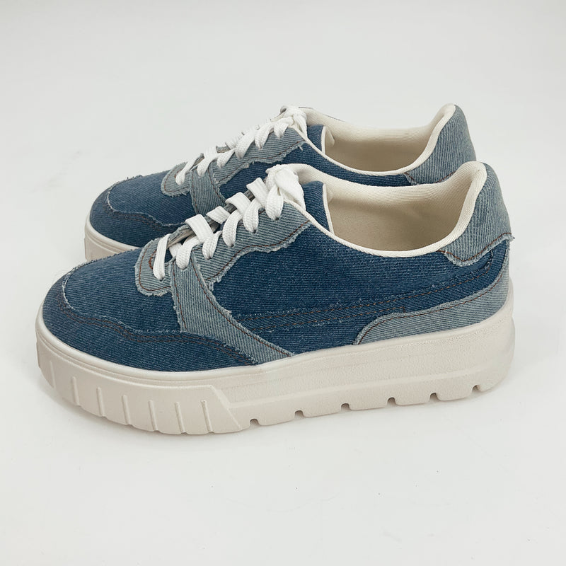 LISAVIVI Legend Frayed Denim Platform Sneaker | Size 7 | New