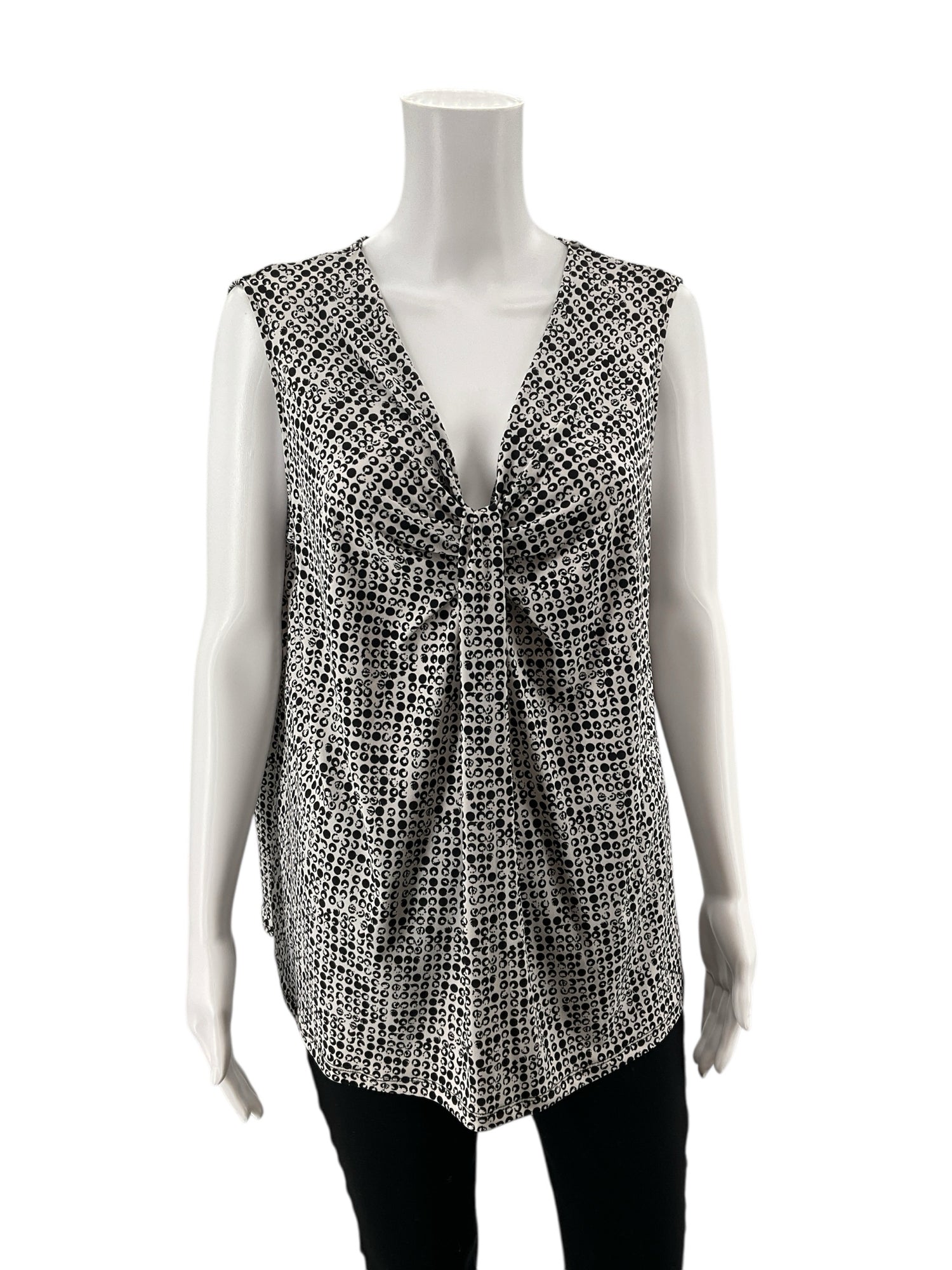 Worthington Black/White Print Pre-Owned Ladies Casual Top -  Size XL Petite