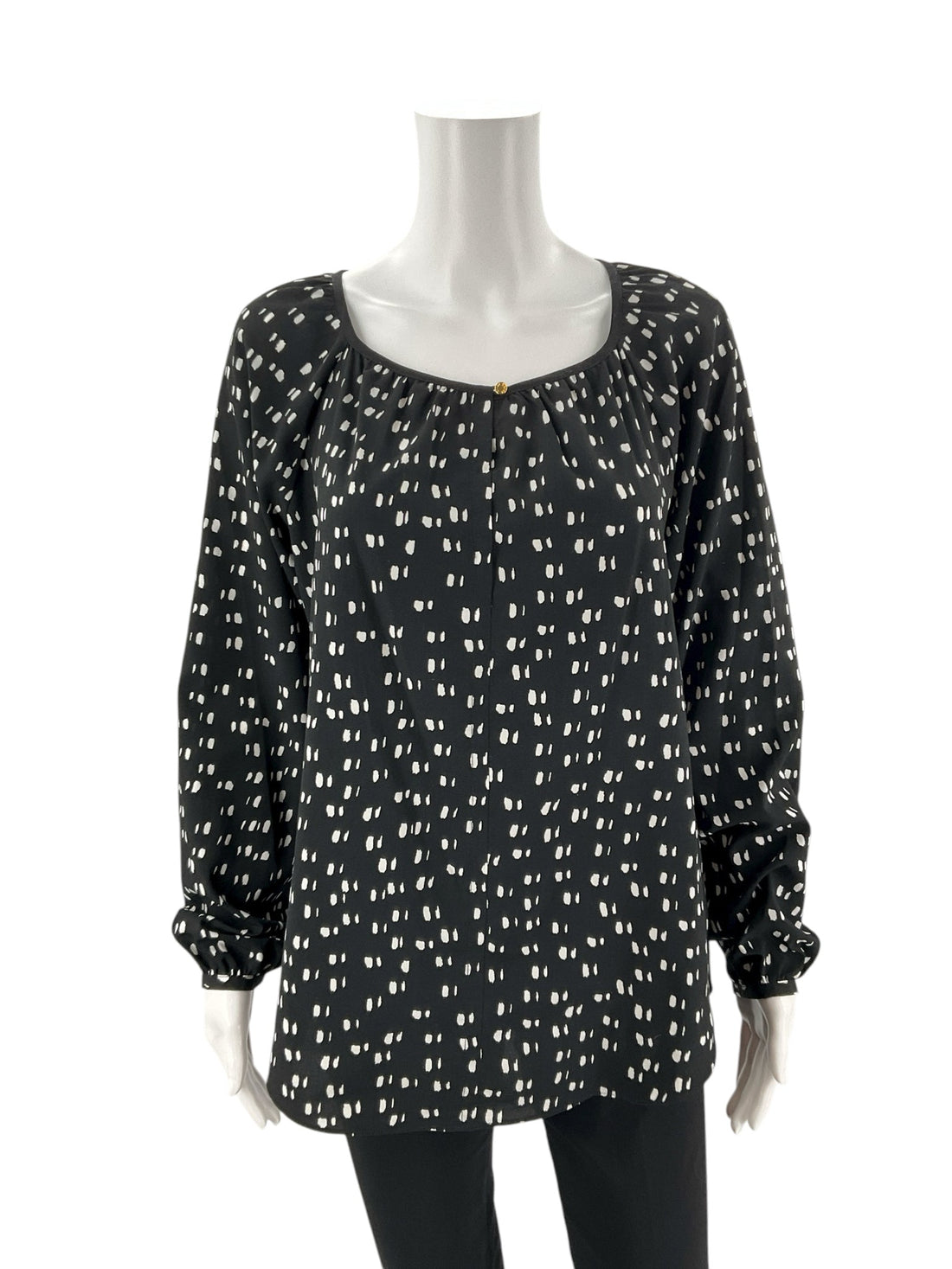 Ellen Tracy Black/White Print Pre-Owned Ladies Top - Size Medium - Margaret’s Fine Consignment