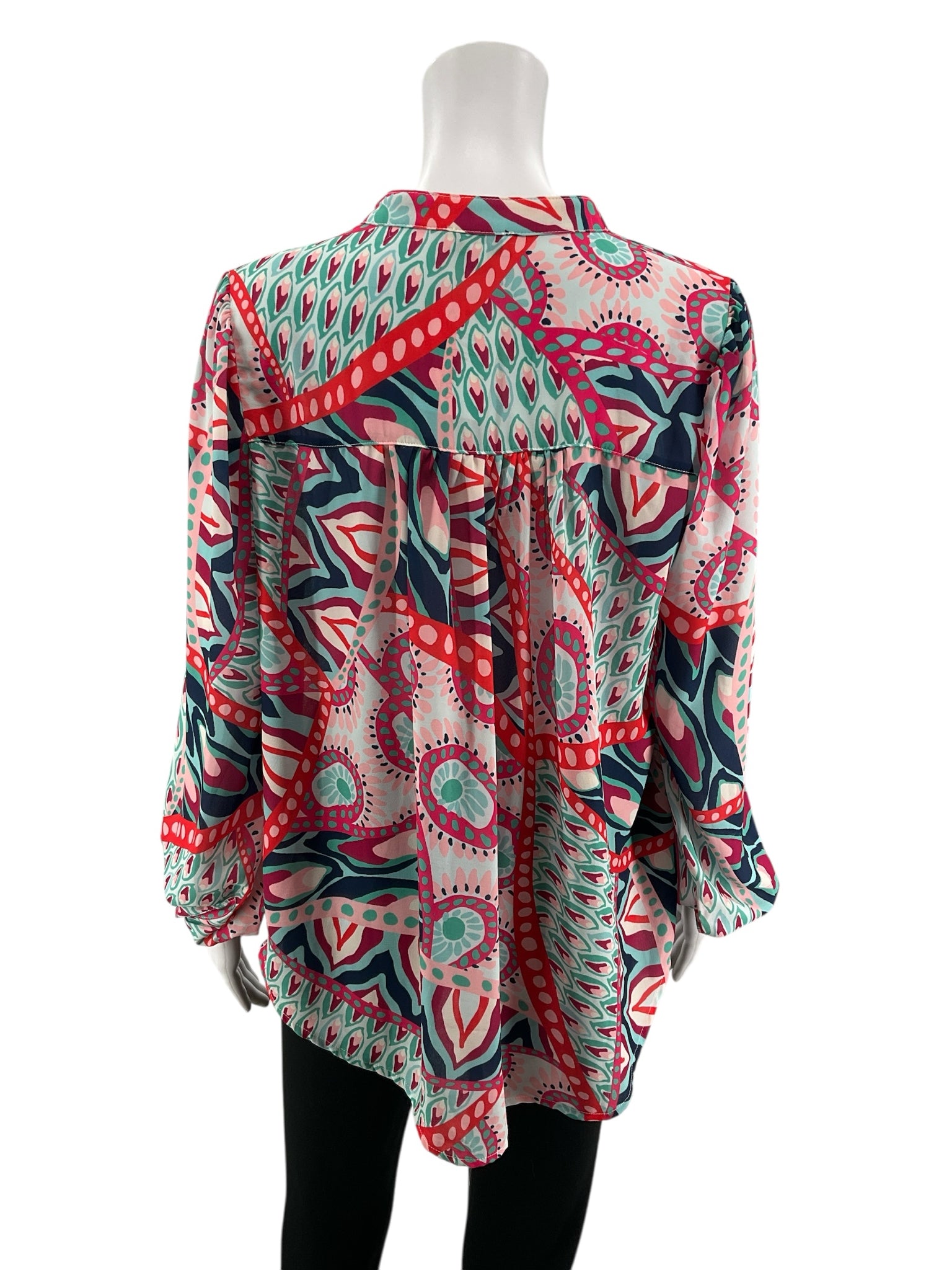 Fate pink/orange/navy Long Sleeve Size Large pink/orange/navy Print Pre-Owned Ladies Casual Top - Size L