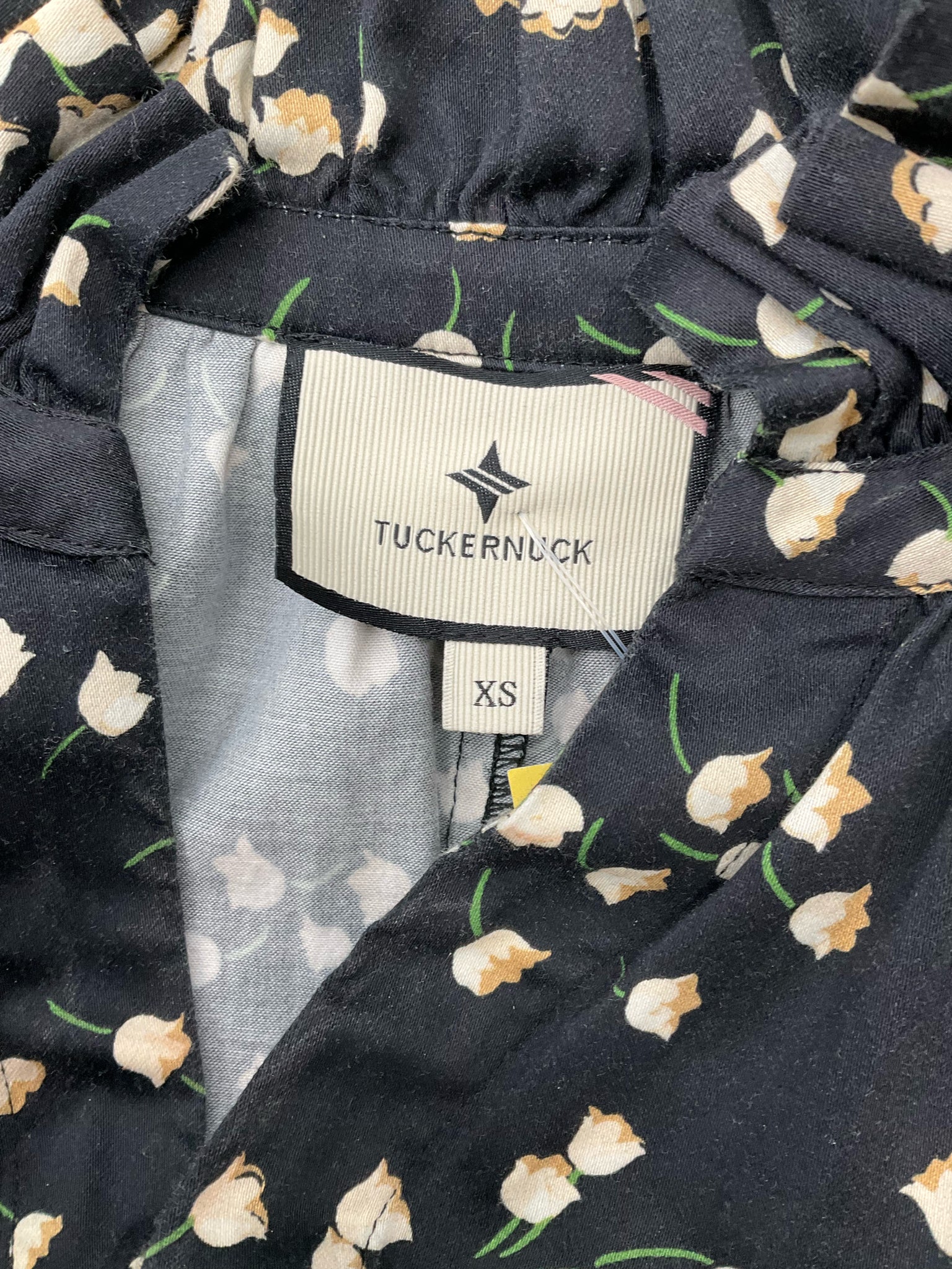 Tuckernuck Black/Cream Babydoll Callahan Black Cream Ditsy Floral Tiered Mini Dress Size XS - Size XS