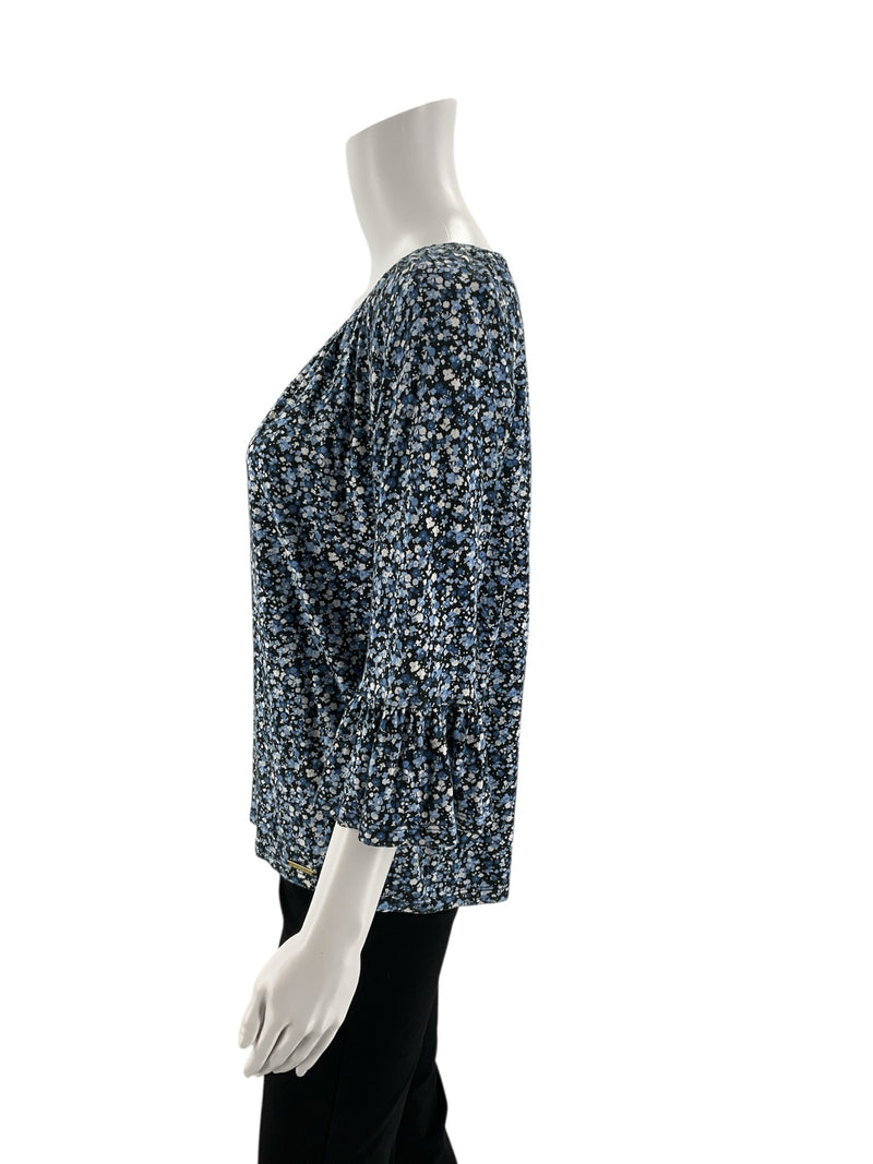 Michael Kors Navy/Multi Floral Pre-Owned Ladies Top - Size Small