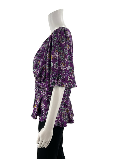 Loft Purple Floral Pre-Owned Ladies Top - Size 10