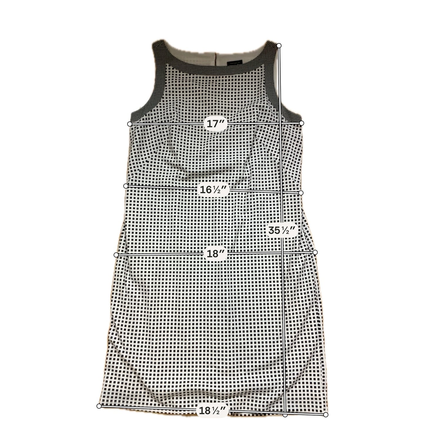 Ann Taylor Checkered Shift Dress Black White Sleeveless Size Small