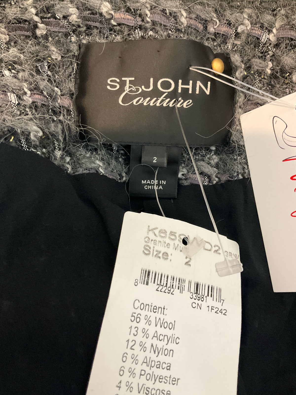 St. John Couture Beaded Sunburst Tweed Knit Jacket Granite Multi Size 2 NWT