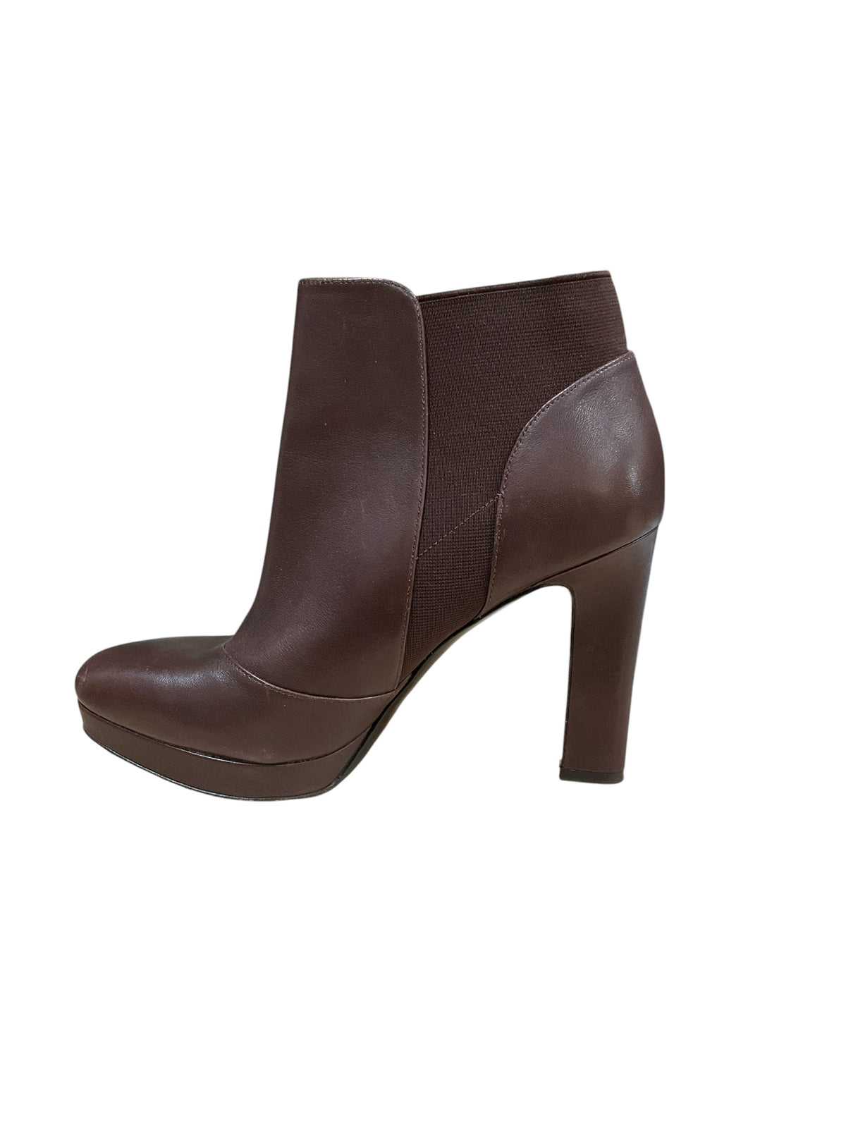 Via Spiga Brown Leather Chelsea Ankle Booties Block Heel Size 8