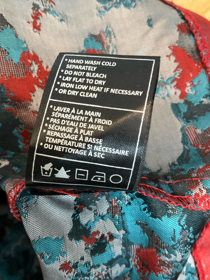 BB Dakota Jayla Red Teal Abstract Jacquard Fit &amp;amp; Flare Dress Size 8