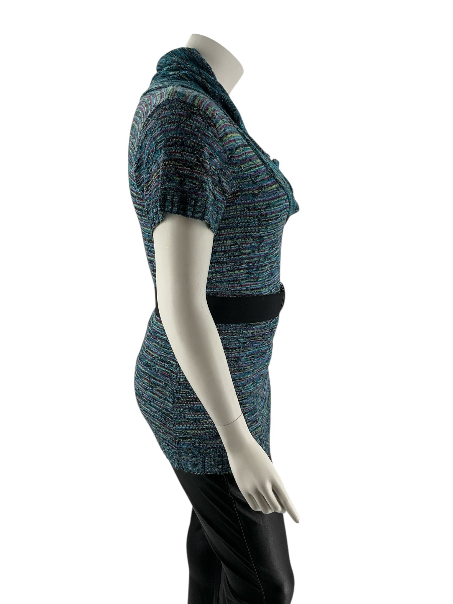 Questions Teal/Multi Heathered Pre-Owned Ladies Casual Top - Size 1X - Margaret’s Fine Consignment