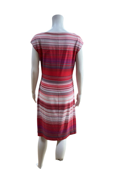 Anne Klein Coral Floral Ombre Ruched Sheath Dress Cap Sleeve Size 10