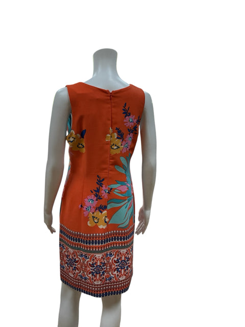 Robbie Bee Orange/Pink/Aqua Floral Pre-Owned Ladies Dress - Size 8P