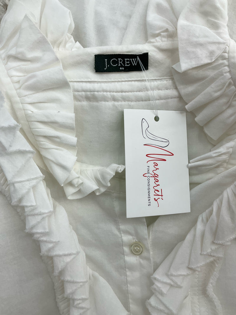 J Crew White Solid Pre-Owned Ladies Top - Size Large