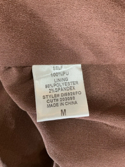 Fore Faux Leather Square Neck Bodycon Mini Dress Brown Size Medium