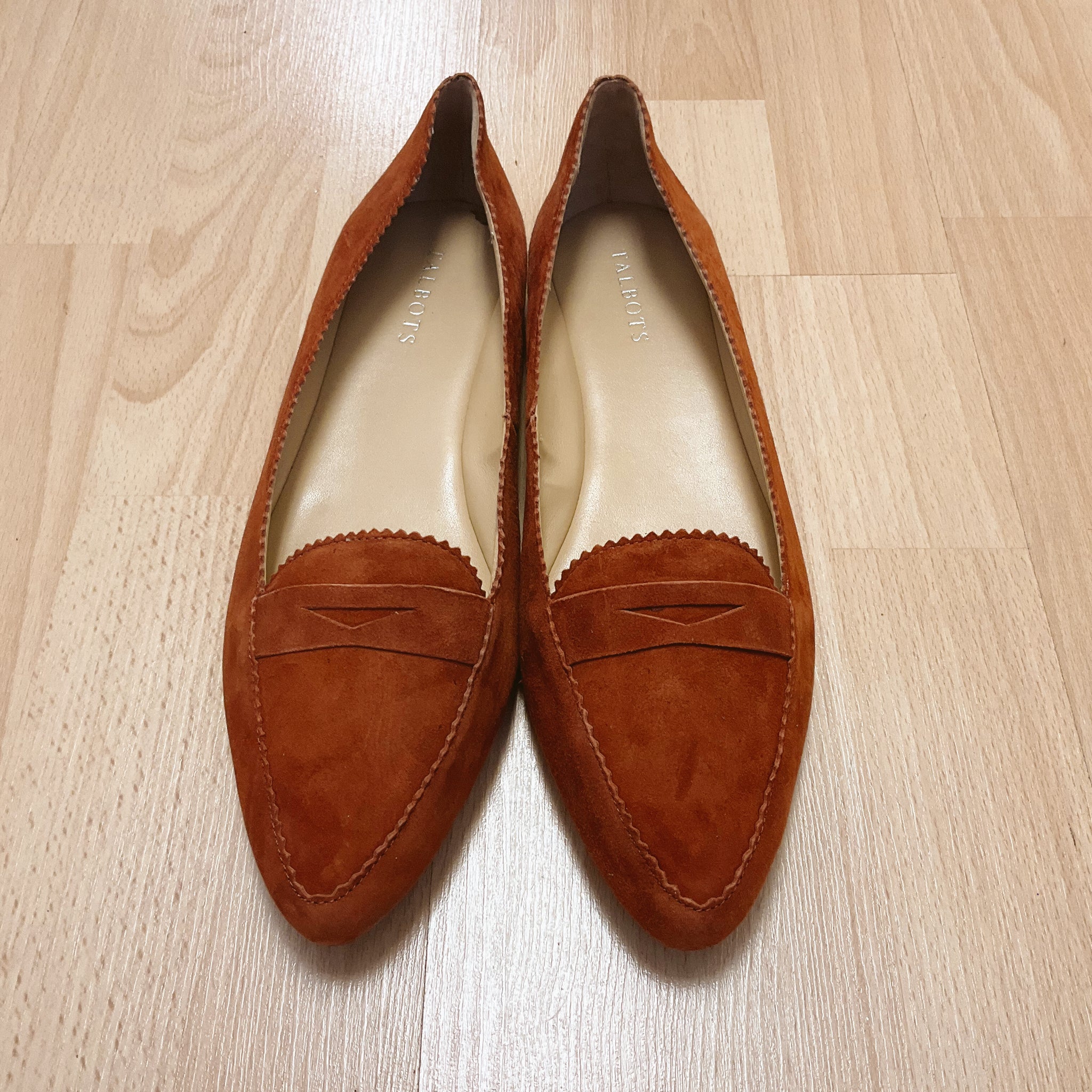 Talbots Burnt Orange Suede Flats Size 11  - front view