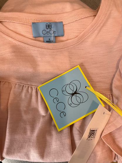 CeCe Blush Sleeveless Ruffle Flutter Sleeve Top Blush Pink NWT Size Small - Size S