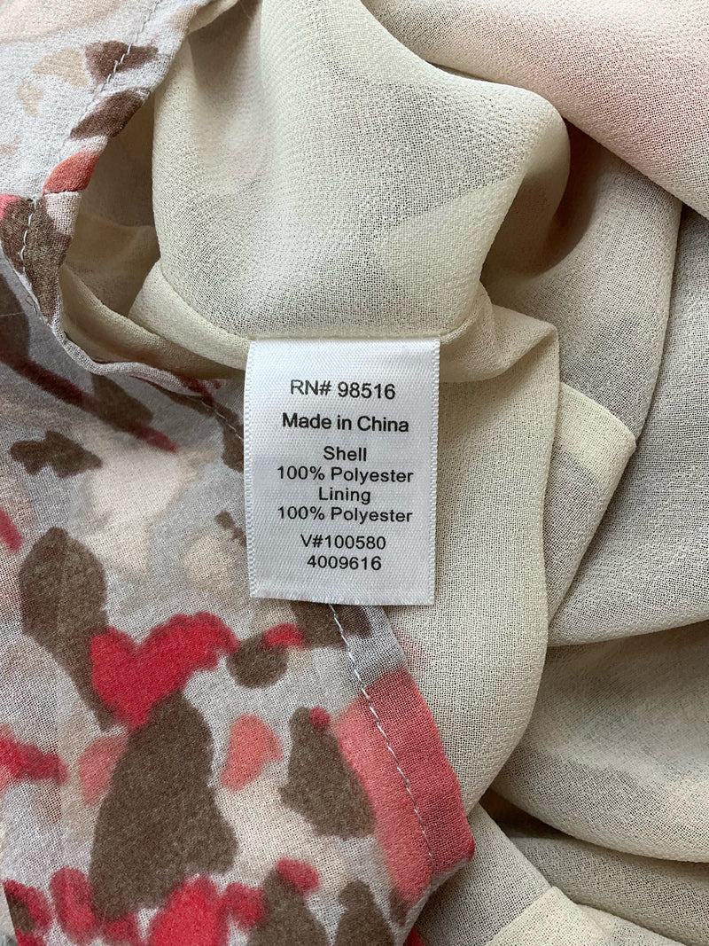 Coldwater Creek Tan/Coral Floral Pre-Owned Ladies Top - Size XL Petite