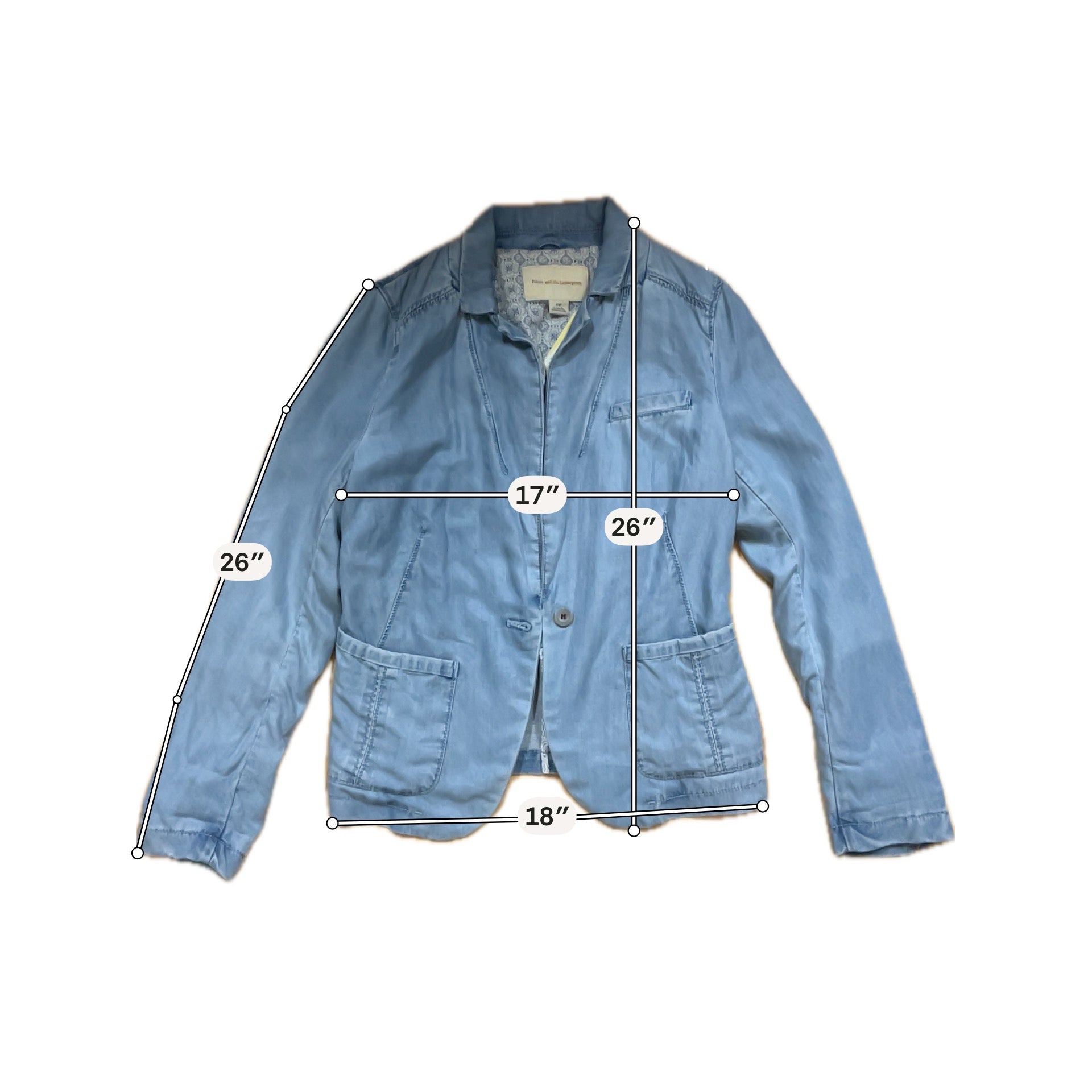 Pilcro and the Letterpress Chambray Mixed-Media Blazer Jacket Size Medium