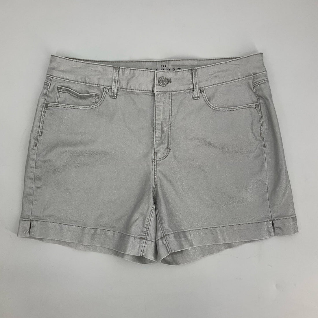 White House Black Market Silver Pre-Owned Ladies Shorts - Size 8 - Margaret’s Fine Consignment