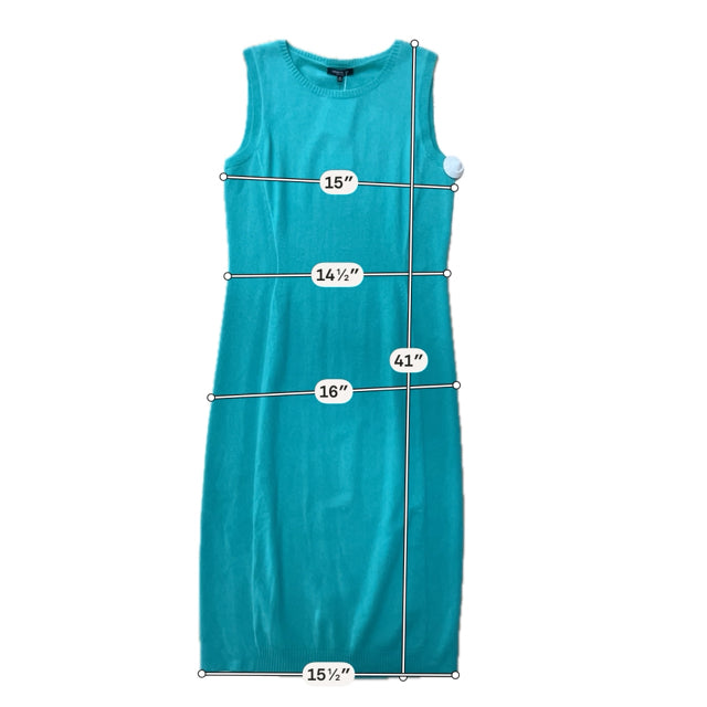 Lafayette 148 New York 100% Cashmere Sleeveless Midi Dress Teal Size M NWT