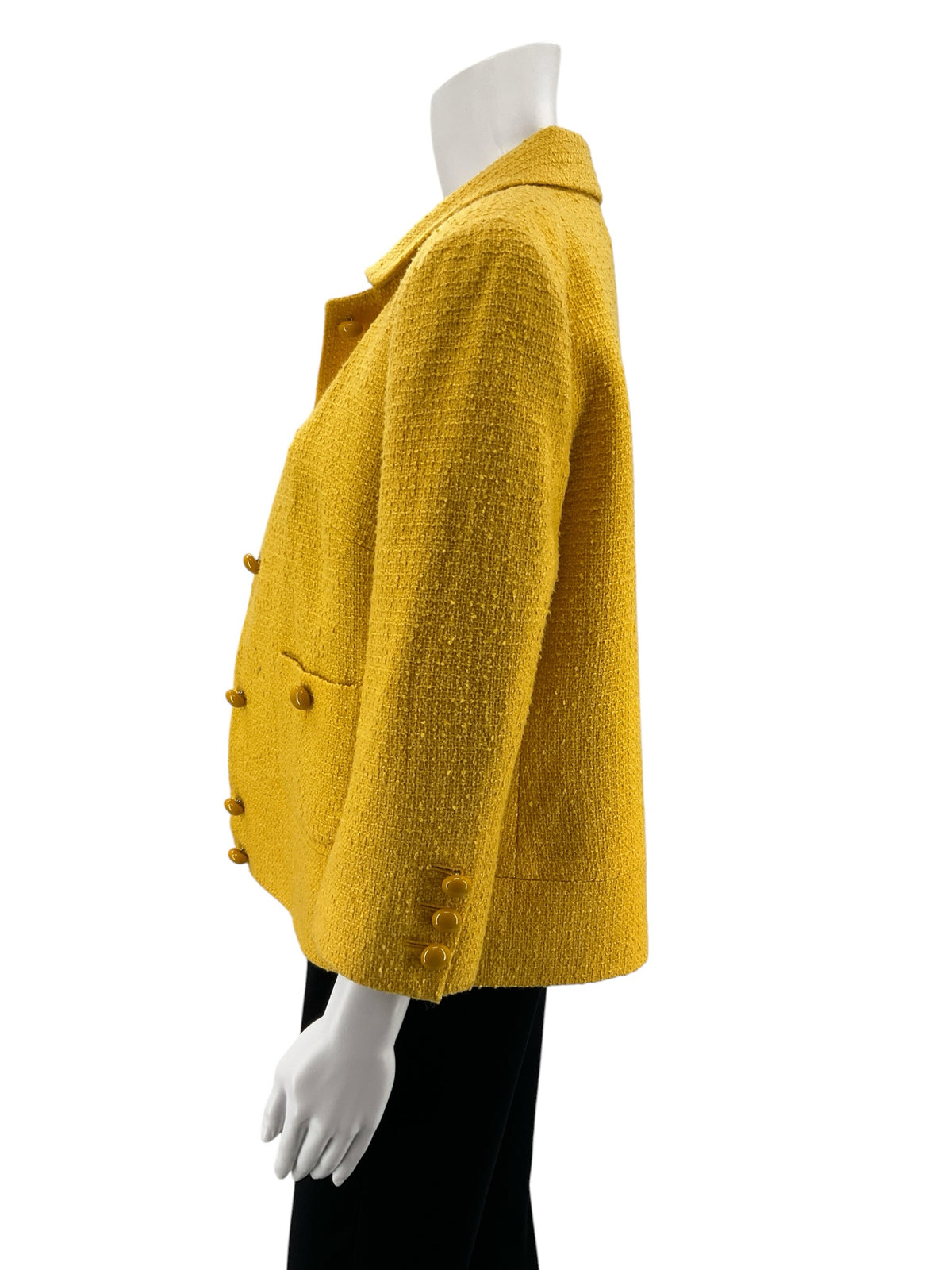 Talbots Mustard Yellow Bouclé Tweed Blazer Jacket Size 10
