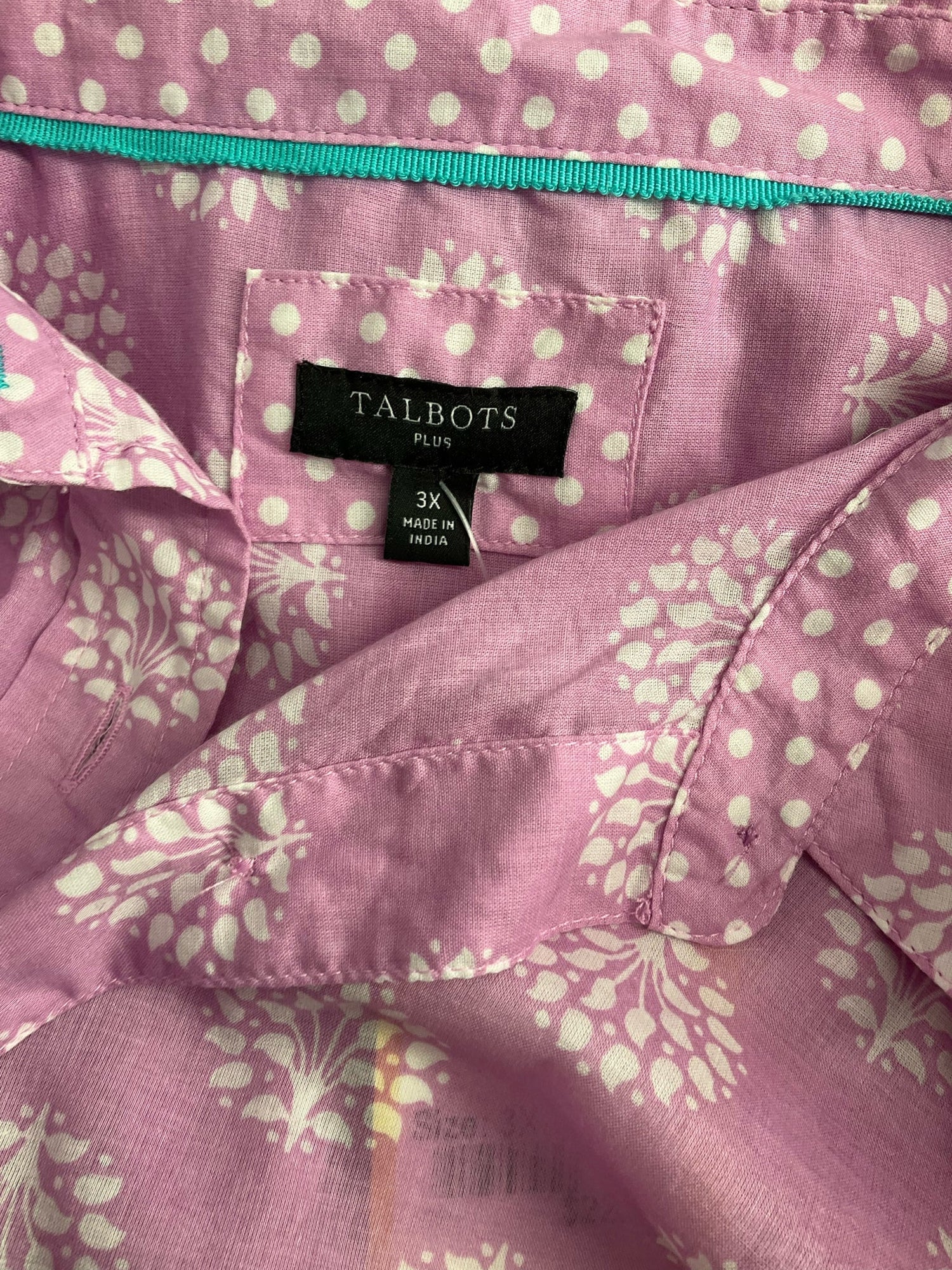 Talbots Pink/White Print Pre-Owned Ladies Casual Top -  Size 3X