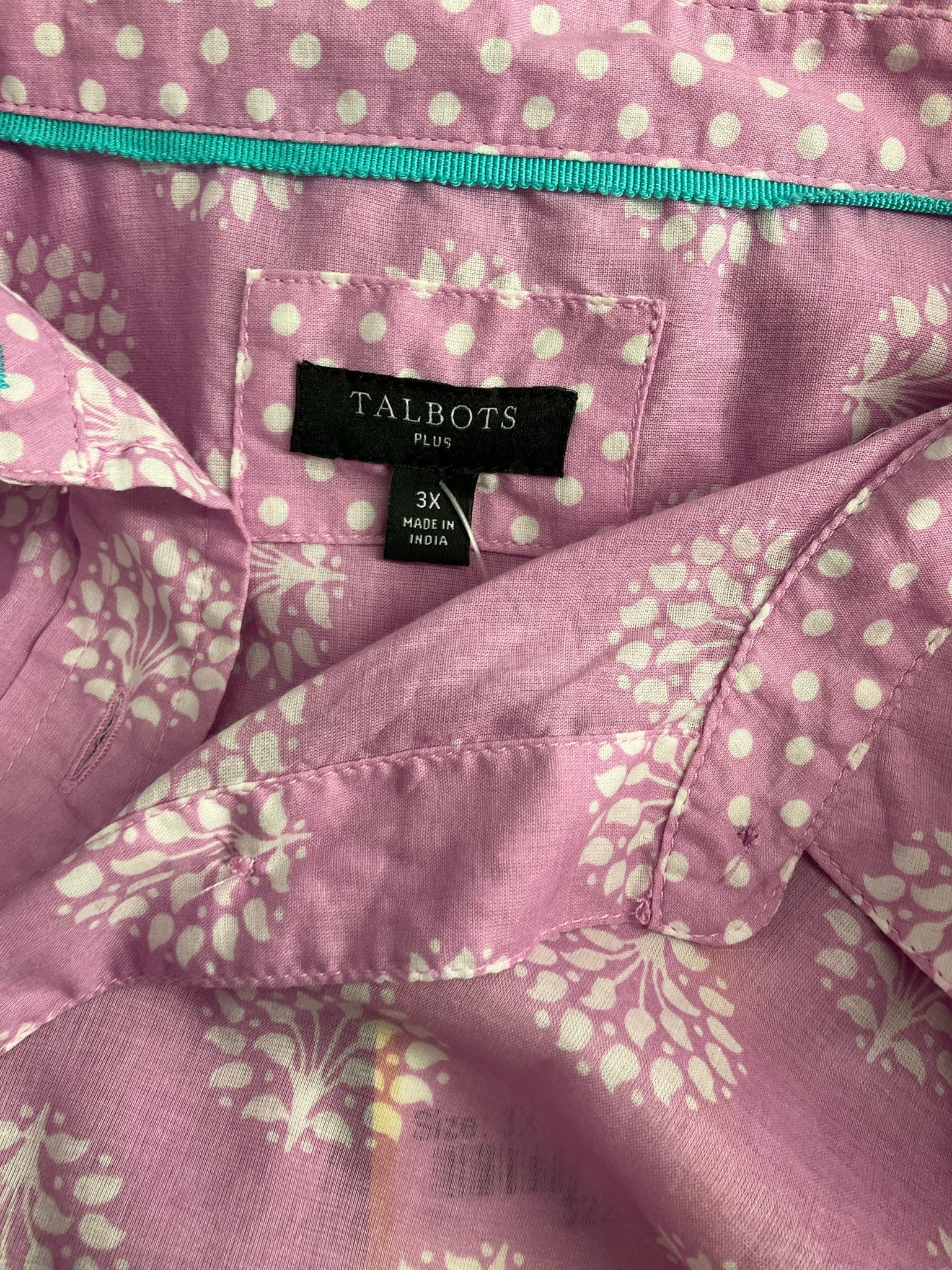 Talbots Pink/White Print Pre-Owned Ladies Casual Top -  Size 3X