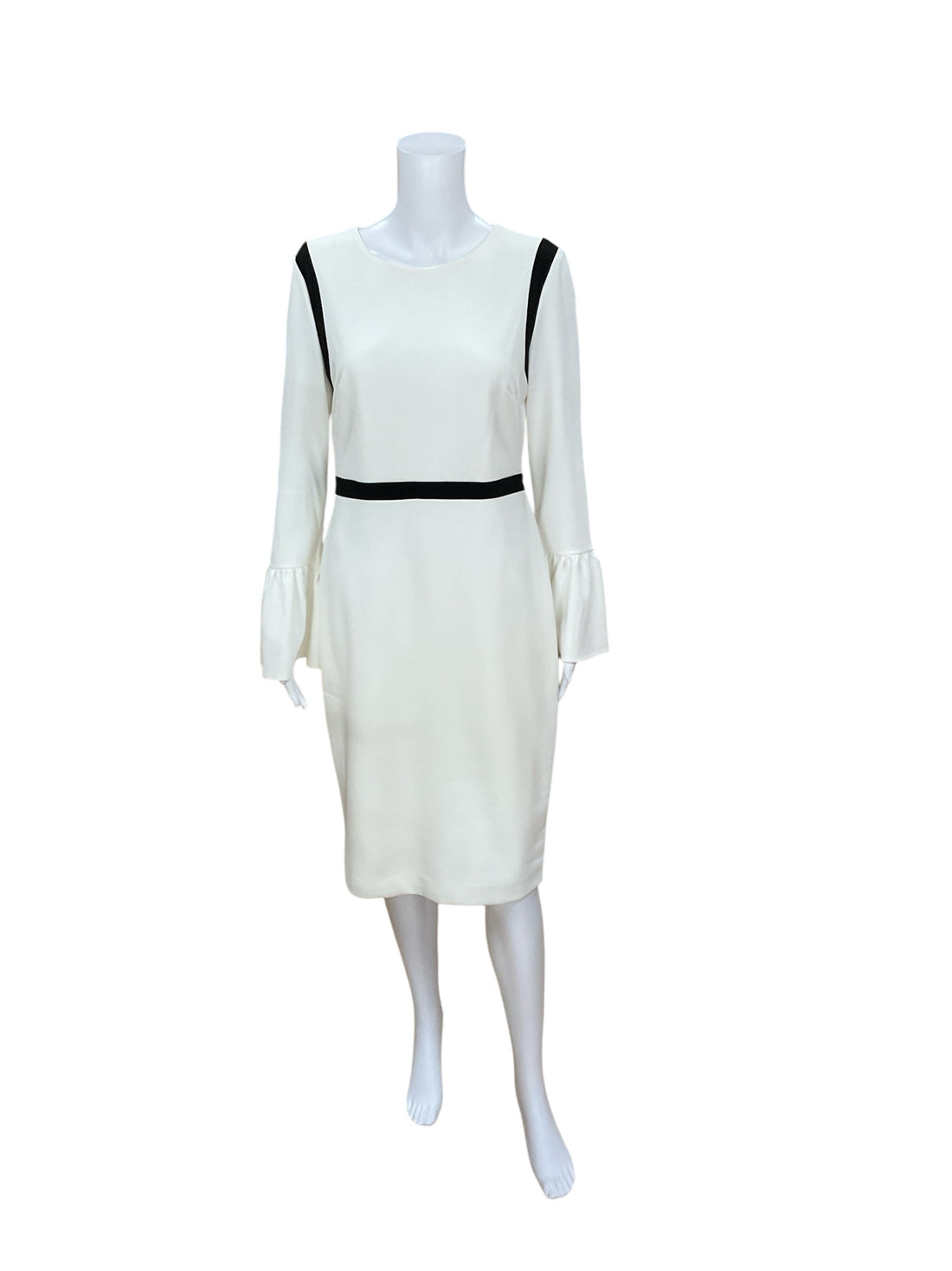 Calvin Klein White/Black Solid Pre-Owned Ladies Dress - Size 10