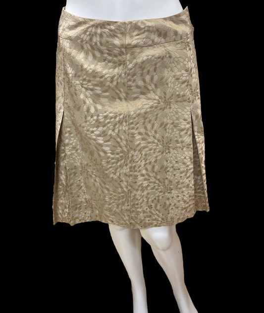 Ann Taylor Size 00p Gold Print Pre-Owned Skirt