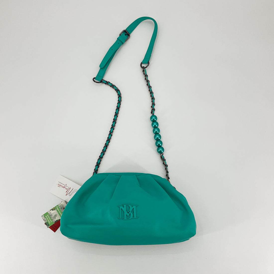 Badgley Mischka by Eva Pichl Turquoise Pleated Crossbody Bag NWT