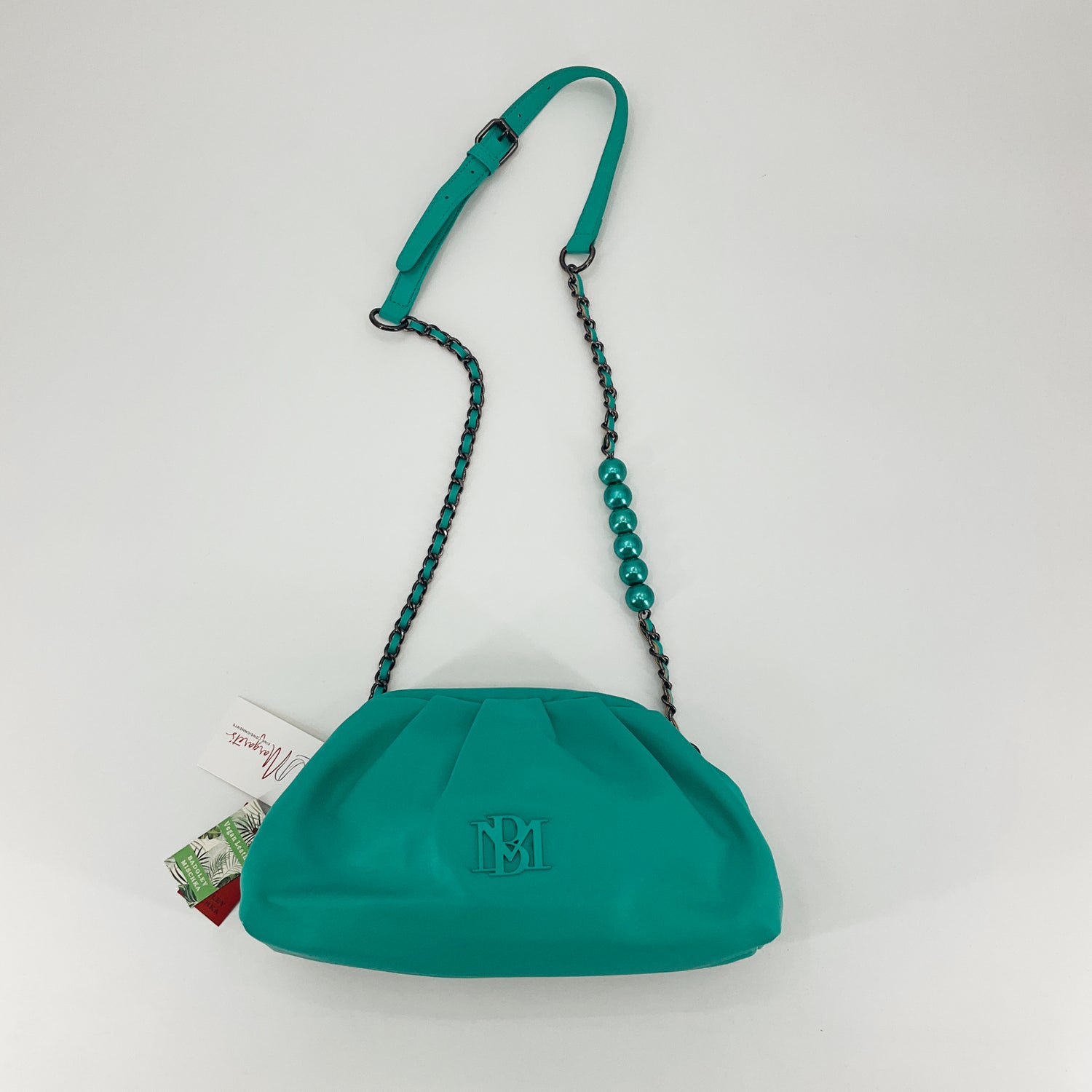 Badgley Mischka by Eva Pichl Turquoise Pleated Crossbody Bag NWT