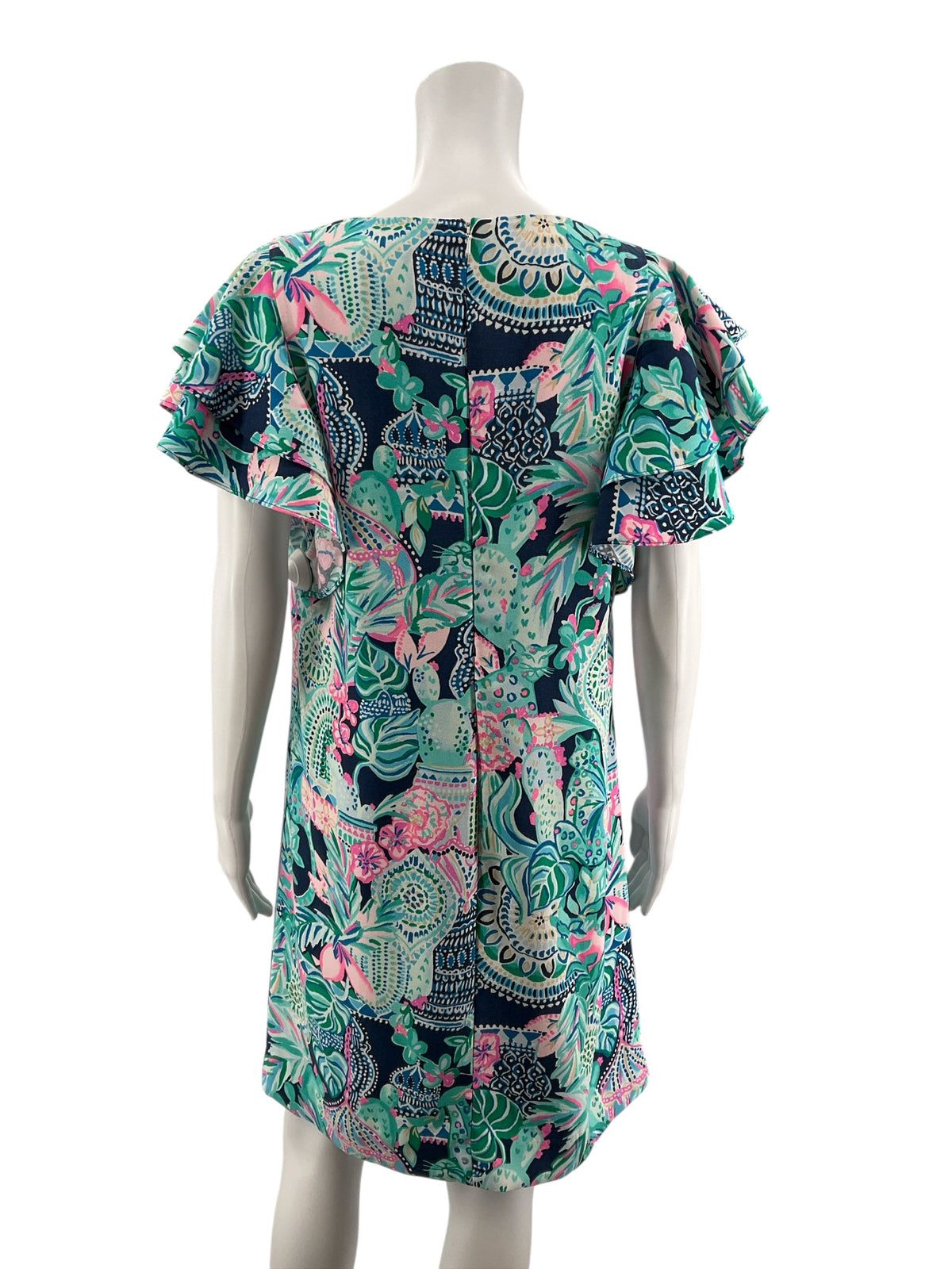 Lilly Pulitzer Kippa Ruffle Sleeve Shift Dress Bennet Blue Seen &amp;amp; Herd Size 8 - ONLINE ONLY